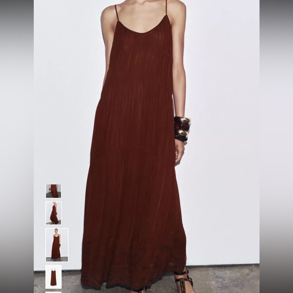 Zara Large ZW Collection Embroidered‎ Dress Boho Whimsical Garden Floral Fairy - Picture 4 of 12